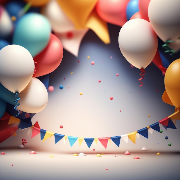 Birthday background with balloons Illustration AI GenerativexA