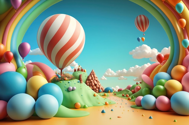 Birthday background with balloons Illustration AI GenerativexA