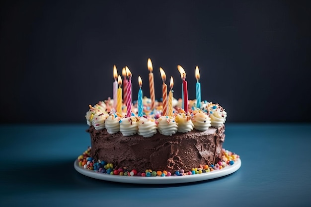 Birthday background with cake Illustration AI Generative