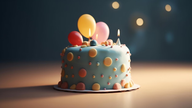 케이크 일러스트가 있는 생일 배경 AI GenerativexA