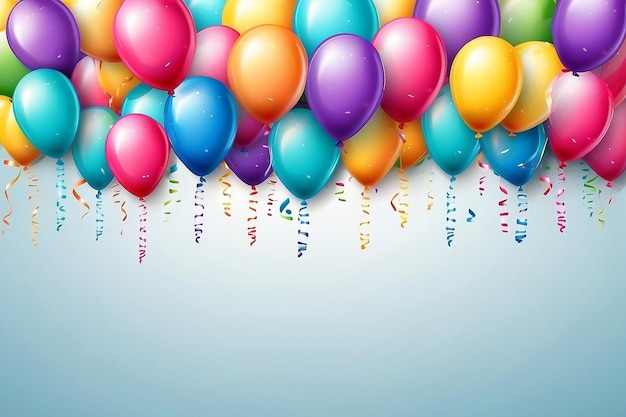 Фон дня рождения с реалистичными воздушными шарами