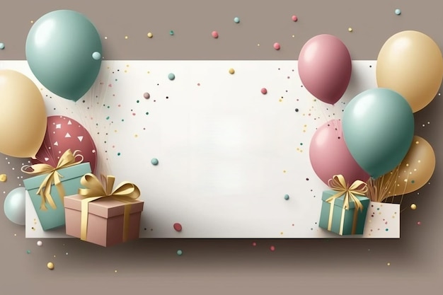 birthday background with realistic balloons