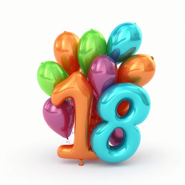 Birthday balloons isolated Illustration AI GenerativexA