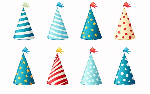 Photo birthday bash party hat set vector