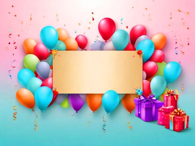 Photo birthday blank banner gift party decoration empty space card realistic background