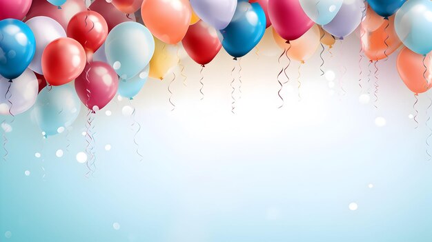 Birthday Bliss in Vibrant Hues Colorful Glossy Balloons Banner Creating Joy