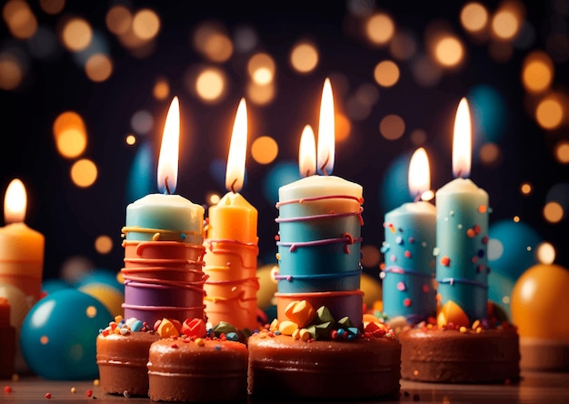 birthday burning candles on dark background