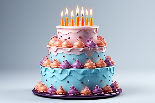 birthday cake 3d icon on isolated background