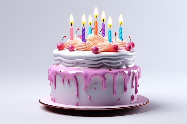 торт ко дню рождения 3d значок на изолированных фоне