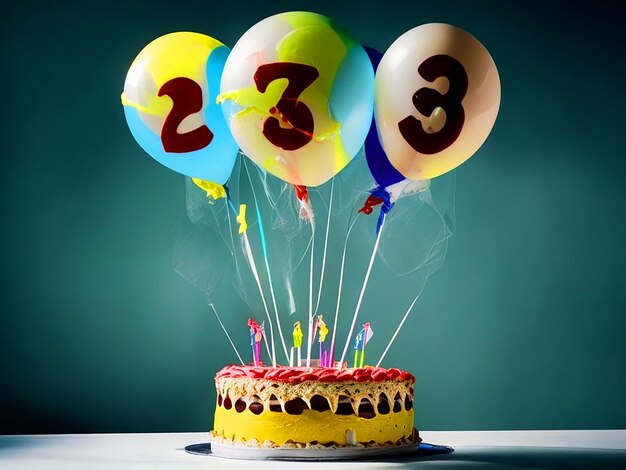 Photo birthday cake badminton racket gym balloon 29 years old image downloade