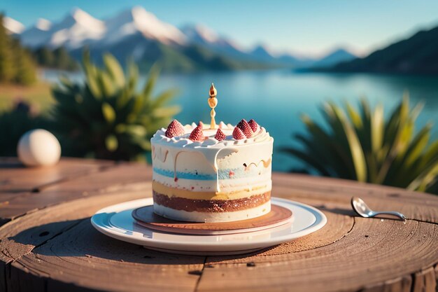 誕生日ケーキチョコレートケーキ充填クリームおいしいケーキパーティーの壁紙の背景