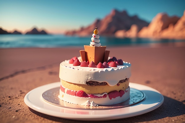 Foto torta di compleanno cioccolato torta di riempimento crema deliziosa torta festa carta da parati sfondo