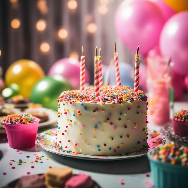 birthday cake and colorful candlesbirthday cake and colorful candles