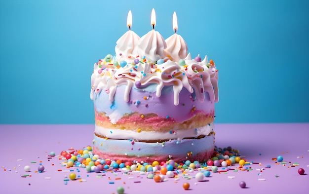 誕生日ケーキのカラフルなスプリンクル楽しい写真撮影の誕生日カードの背景