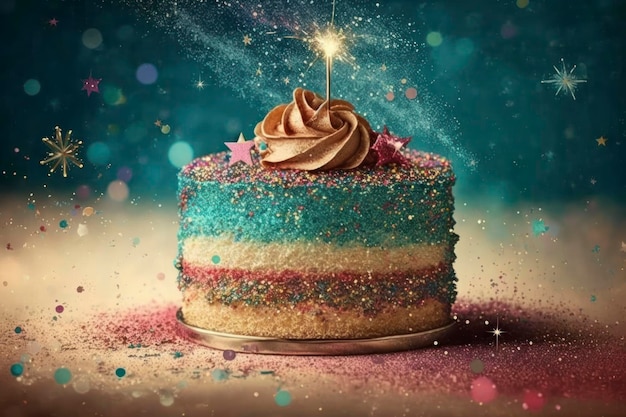 Birthday cake glitter background