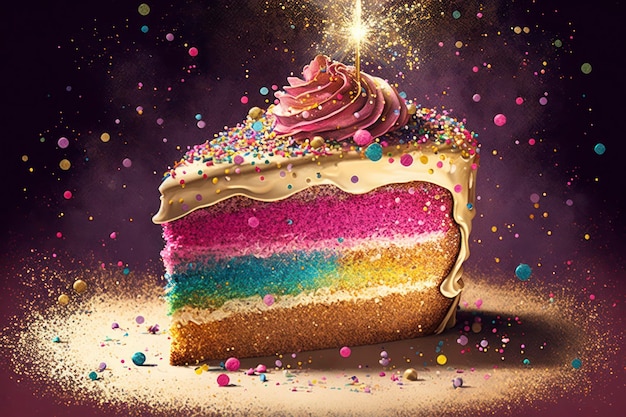 Birthday cake glitter background