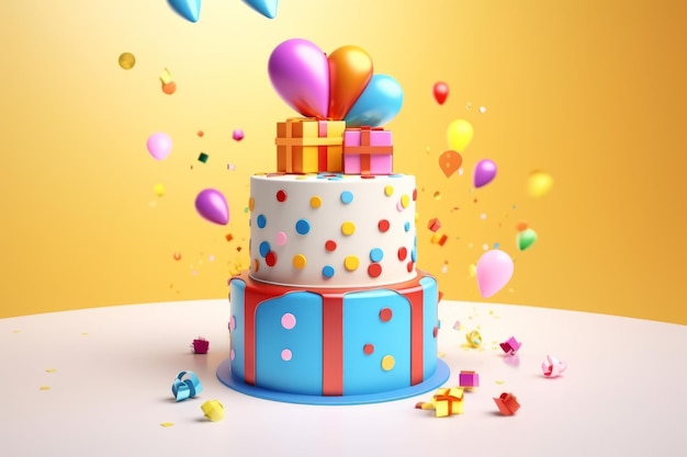 Торт ко дню рождения Иллюстрация AI GenerativexA