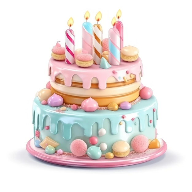 Birthday cake isolated Illustration AI Generative