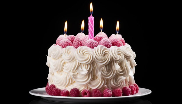 Birthday Cake Isolated on White and Black Background Generated by AI