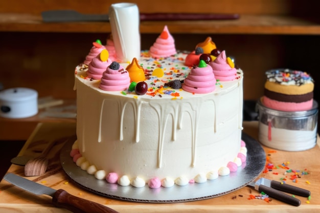 birthday cake in the kitchen table professional advertising food photography