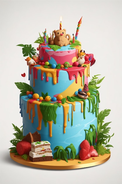 a birthday cake made out of a rainforest