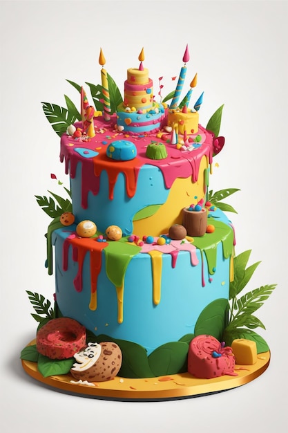 Торт на день рождения, сделанный из тропического леса.