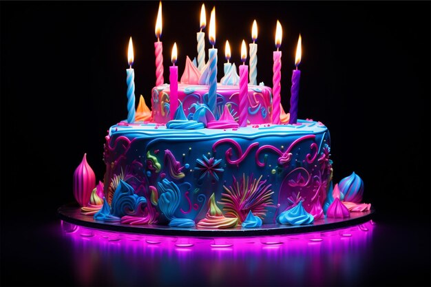 birthday cake neon