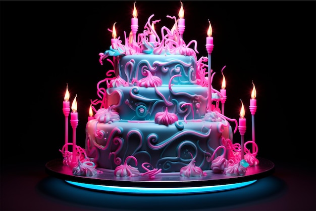 birthday cake neon