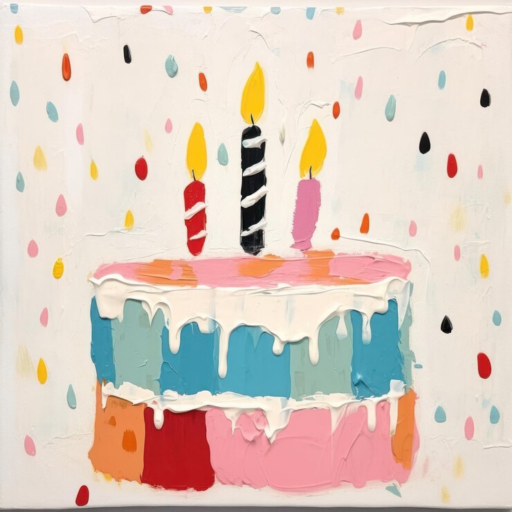Photo birthday cake painting dessert food