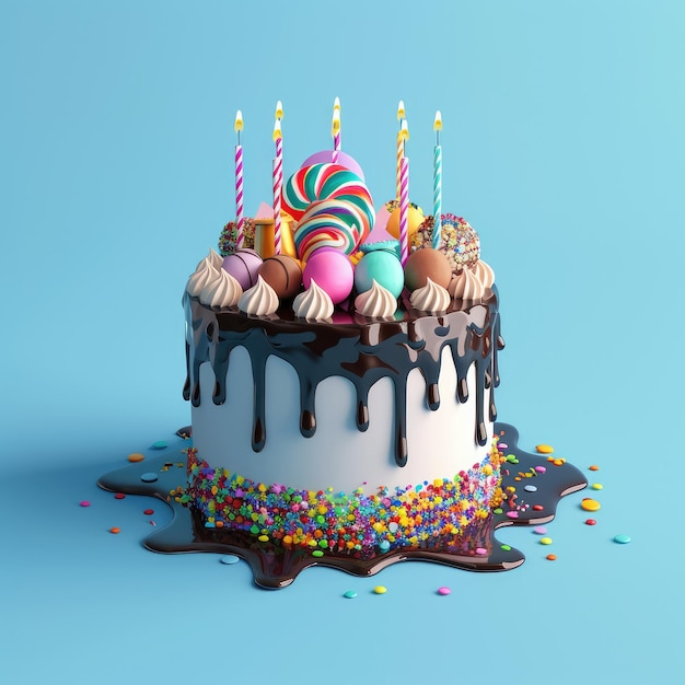 Торт на день рождения реалистичный праздничный десерт с свечами