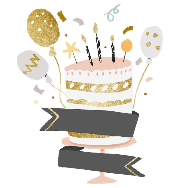 birthday cake sticker png cute party illustration