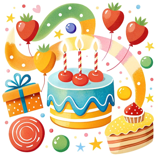 a birthday cake with a balloon and a cake with a balloon on it