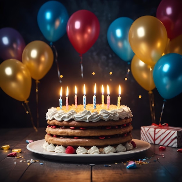 a birthday cake with a birthday cake and a box of candles on it