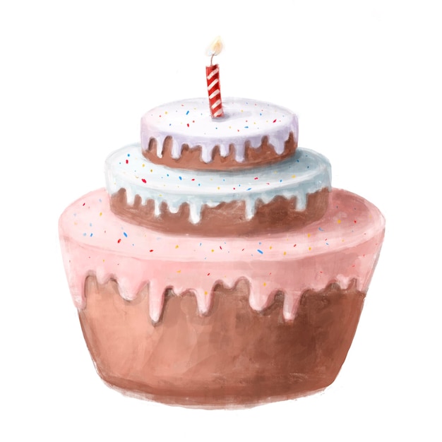 birthday cake with candle, holiday clipart good for card and print design