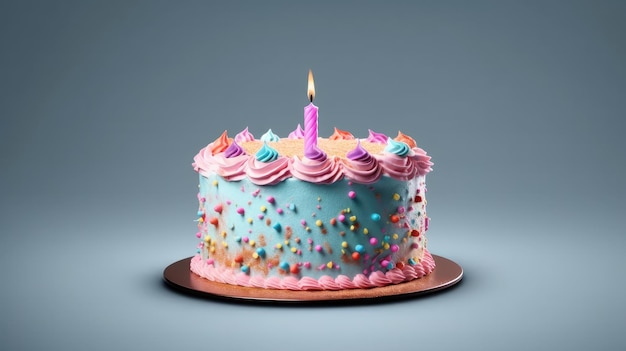 A birthday cake with a candle on it