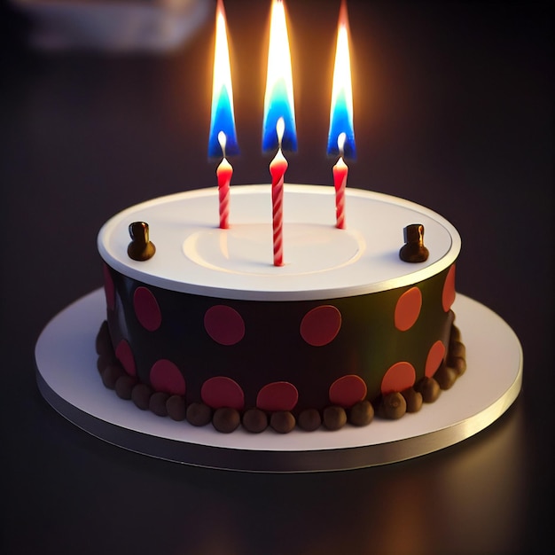 ブラックフォレストのろうそくの誕生日ケーキ