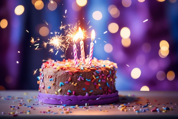 A birthday cake with candles on top of it