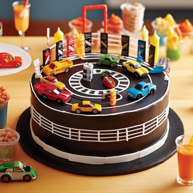 A birthday cake with a clock on it that says