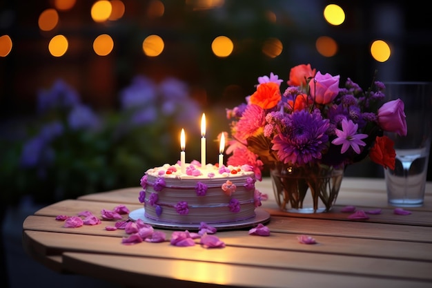 Birthday cake with flowers