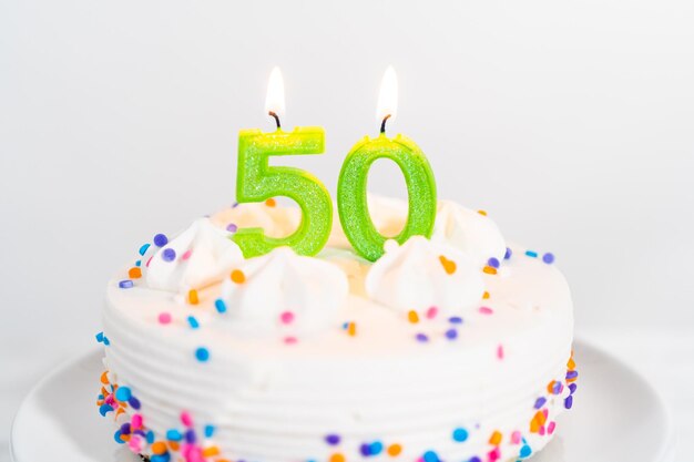 Photo birthday cake with funfetti sprinkles