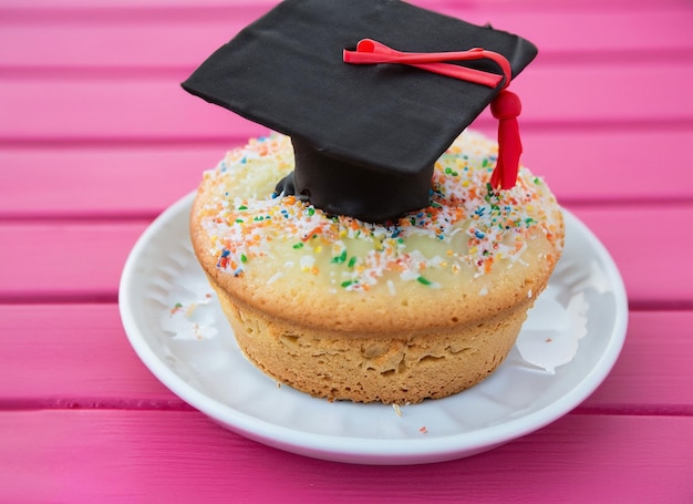 Foto torta di compleanno con tappo di laurea