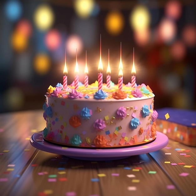 数字の6が描かれた誕生日ケーキ