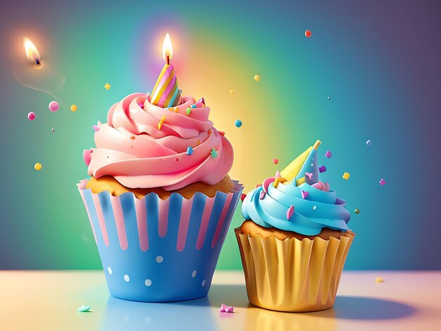 Birthday cake with a pastel bright background in isolation ai generated