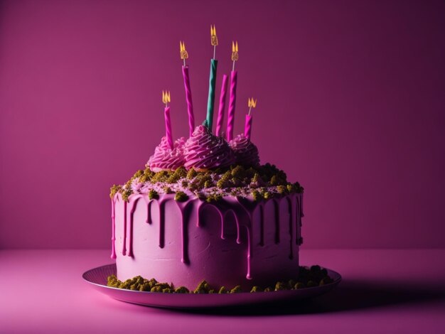 Birthday cake with pink background