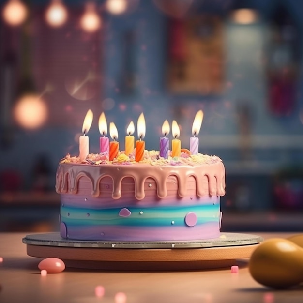 A birthday cake with the word " happy " on it.