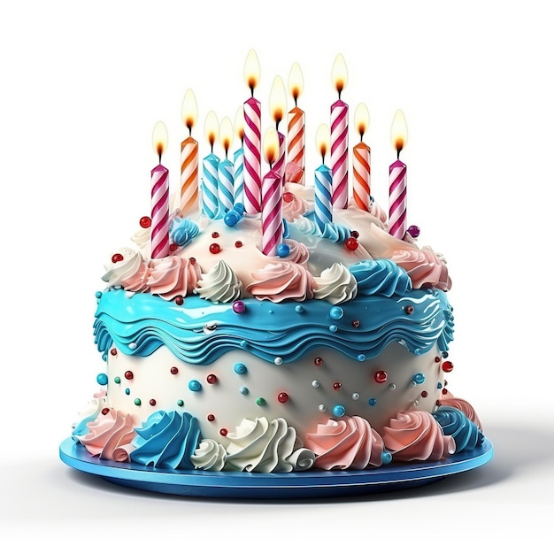 Birthday candles on cake isolated on white or transparent background AI Generated