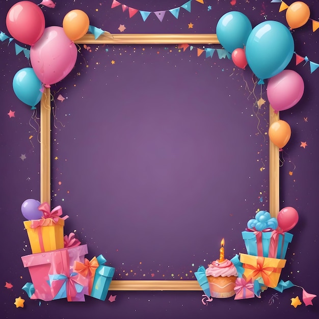 a birthday card with balloons and a banner that says happy birthday