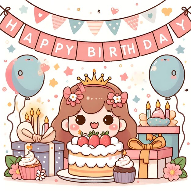 Photo a birthday card with a birthday cake and a birthday cake with the words happy birthday on it