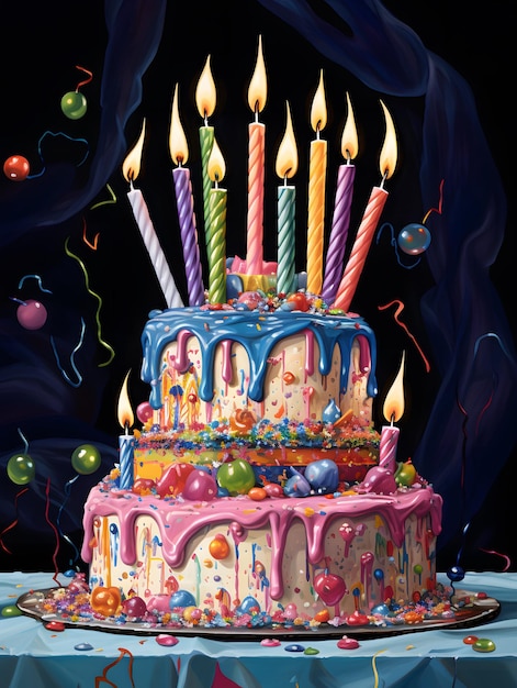 Birthday celebration cake greetings card