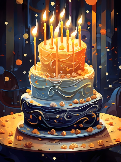 Birthday celebration cake greetings card